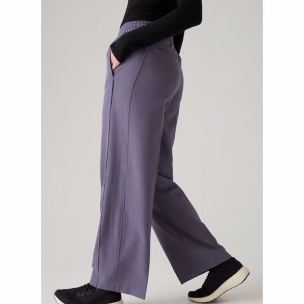 NWT Athleta Stride Pants Nightfall Purple Wide Leg Women's Large - Picture 2 of 14